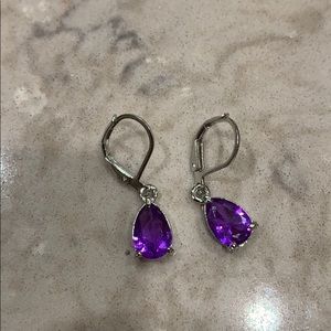 New! Tear Shape Amethyst Dangle Earrings
